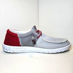 HeyDude Wally Sox Tri Varsity Casual Shoes Funk Dark Grey Red Men’s Sz 10